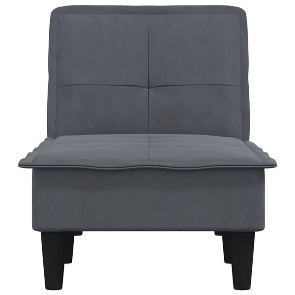 vidaXL Chaise longue gris foncé velours