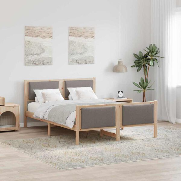 vidaXL Cadre de lit avec t&ecirc;te de lit Taupe 140 x 190 cm tissu