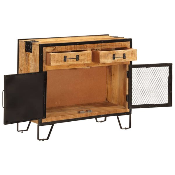 vidaXL Buffet 80x31x66 cm bois de manguier brut massif et métal
