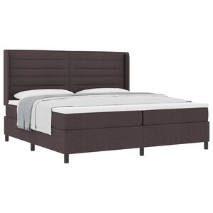 vidaXL Lit &agrave; ressorts avec matelas Marron fonc&eacute; 200 x 200 cm tissu