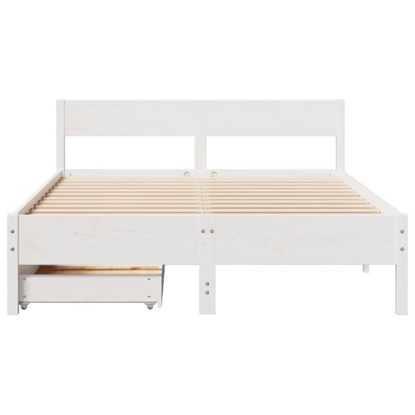 vidaXL Cadre de lit sans matelas blanc 150x200 cm bois de pin massif