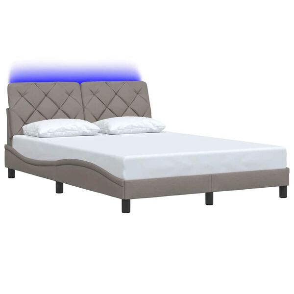 vidaXL Cadre de lit avec LED sans matelas taupe 120x200 cm tissu