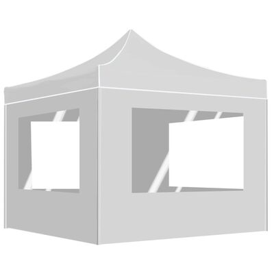 vidaXL Tente de réception pliable avec parois Aluminium 2x2 m Blanc