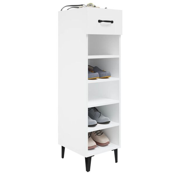 vidaXL Armoire &agrave; chaussure Blanc brillant 30x35x105 cm Bois ing&eacute;nierie