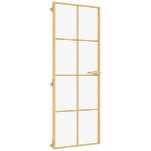 vidaXL Porte int&eacute;rieure mince dor&eacute; 76x201,5 cm verre tremp&eacute; aluminium