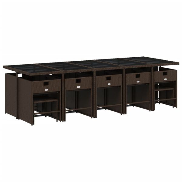 vidaXL Ensemble &agrave; manger de jardin avec coussins 15 pcs marron rotin