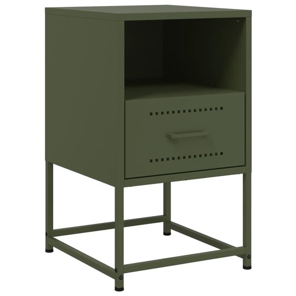 vidaXL Table de chevet vert olive 36x39x60,5 cm acier