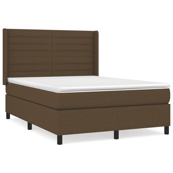 vidaXL Sommier &agrave; lattes de lit avec matelas Marron fonc&eacute; 140x200 cm