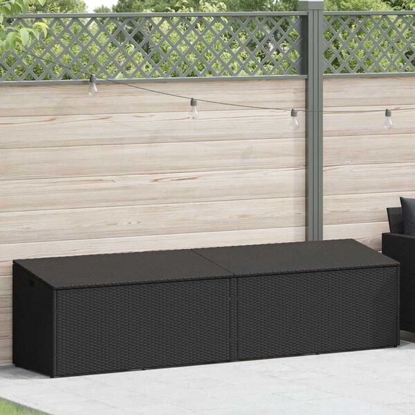 vidaXL Boîte de rangement de jardin noir 220x50x58 cm résine tressée