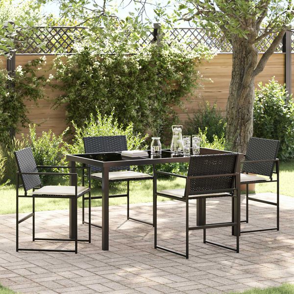 vidaXL Ensemble de salle &agrave; manger pour jardin 5 pcs Noir