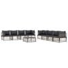 vidaXL Salon de jardin 9 pcs avec coussins anthracite r&eacute;sine tress&eacute;e