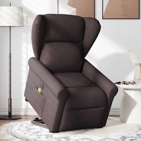 vidaXL Fauteuil inclinable de massage &eacute;lectrique Marron fonc&eacute; Tissu