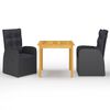 vidaXL Ensemble &agrave; manger de jardin 3 pcs Noir