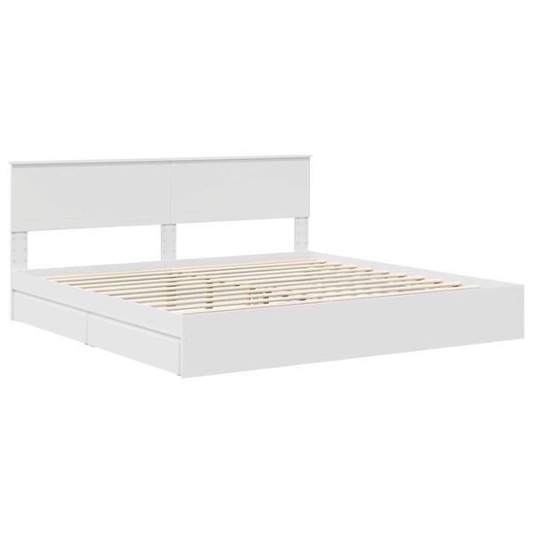 vidaXL Lit de Rangement Blanc 200 x 200 cm Bois d'ing&eacute;nierie