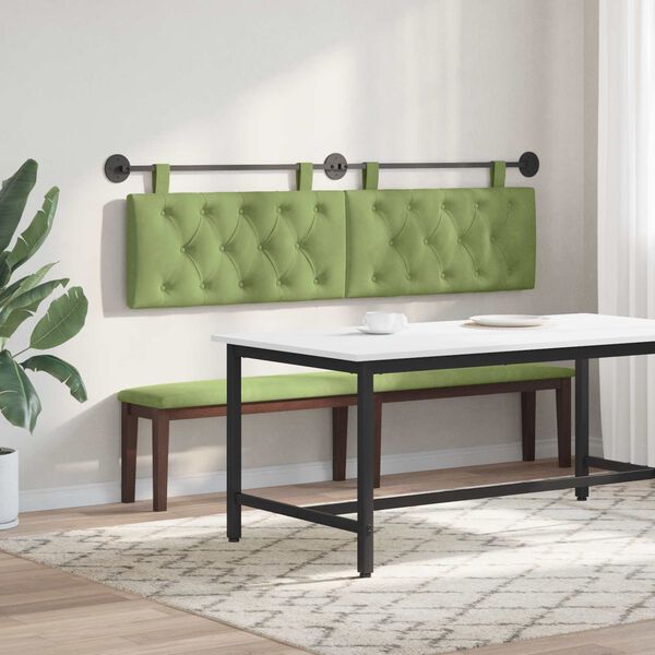 vidaXL T&ecirc;te de lit suspendue Vert clair 190 x 55 x 7 cm Velours