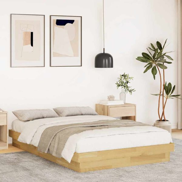 vidaXL Cadre de lit sans matelas 120x190 cm bois massif de chêne