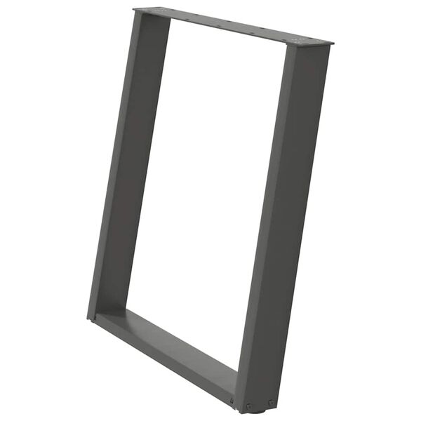 vidaXL Pieds de table &agrave; manger en U 2 pi&egrave;ces Anthracite 80 x (72-73) cm Acier