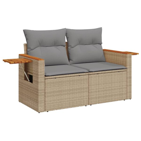 vidaXL Salon de jardin avec coussins 8 pcs beige r&eacute;sine tress&eacute;e
