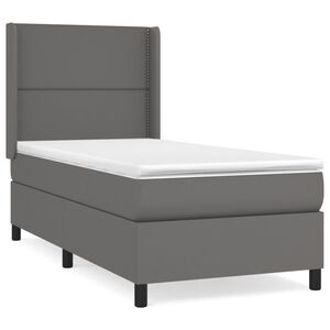 vidaXL Sommier &agrave; lattes de lit avec matelas Gris 90x200 cm Similicuir