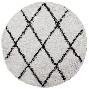 vidaXL Tapis shaggy &agrave; poils longs moderne cr&egrave;me et noir &Oslash; 120 cm