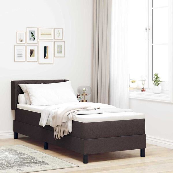 vidaXL Lit &agrave; ressorts avec matelas Marron fonc&eacute; 200 x 80 cm Polyester
