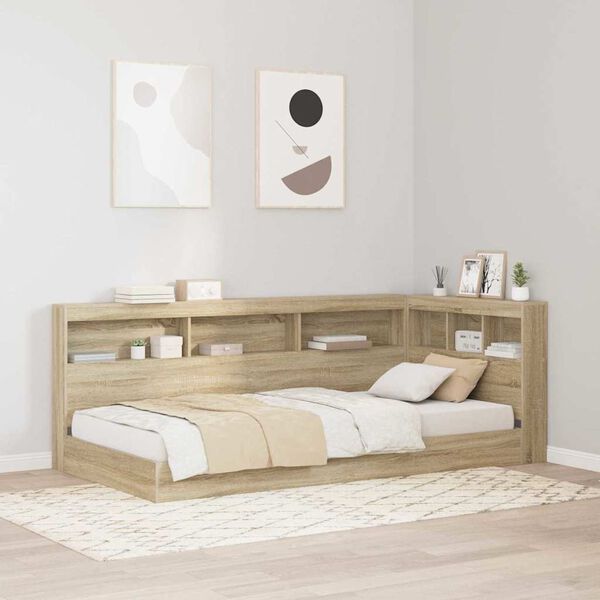 vidaXL T&ecirc;te de lit de rangement Ch&ecirc;ne Sonoma 90 cm Bois d'ing&eacute;nierie
