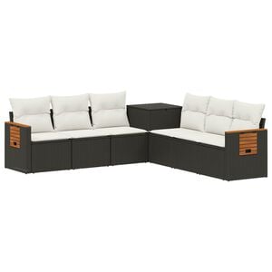 vidaXL Ensemble de Canap&eacute;s 7 pc Noir et blanc cr&egrave;me