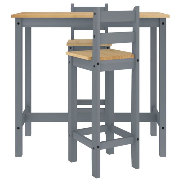 vidaXL Ensemble de bar 3 pcs Gris Bois de pin massif