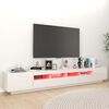 vidaXL Meuble TV avec lumi&egrave;res LED Blanc brillant 260x35x40 cm