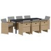 vidaXL Ensemble de salle &agrave; manger pour jardin 9 pcs Beige polyrotin