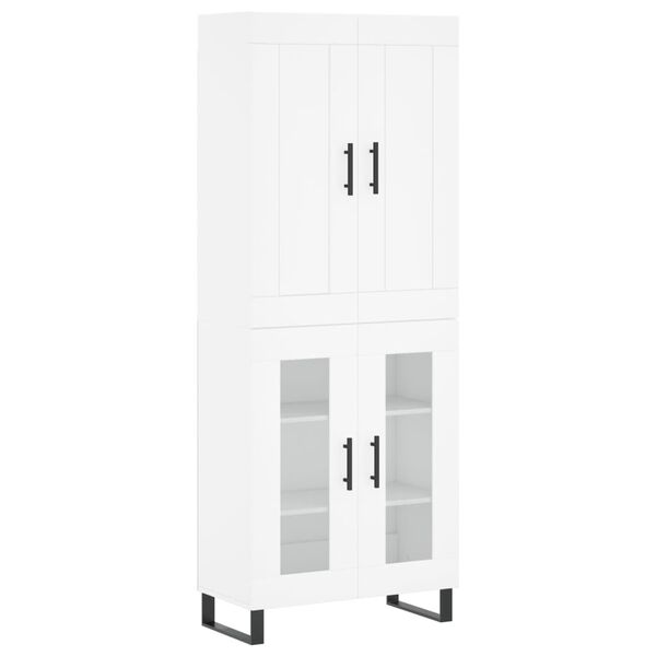 vidaXL Buffet haut Blanc 69,5x34x180 cm Bois d'ing&eacute;nierie