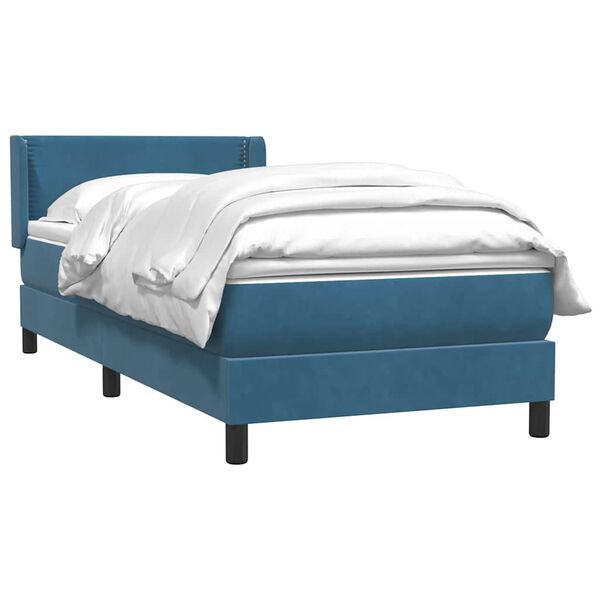 vidaXL Sommier &agrave; lattes de lit et matelas bleu fonc&eacute; 80x220 cm velours