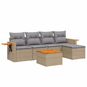 vidaXL Salon de jardin avec coussins 6 pcs beige r&eacute;sine tress&eacute;e