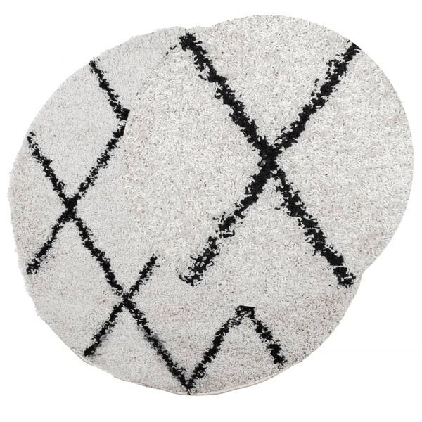 vidaXL Tapis shaggy &agrave; poils longs moderne cr&egrave;me et noir &Oslash; 100 cm