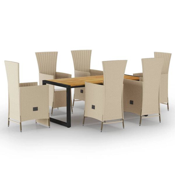vidaXL Ensemble &agrave; manger de jardin 7 pcs Beige