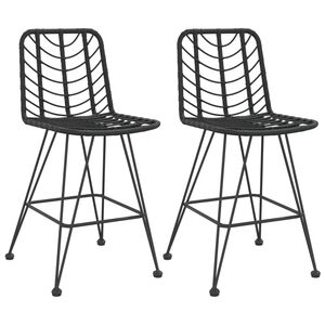 vidaXL Tabourets de bar lot de 2 Noir R&eacute;sine tress&eacute;e et acier