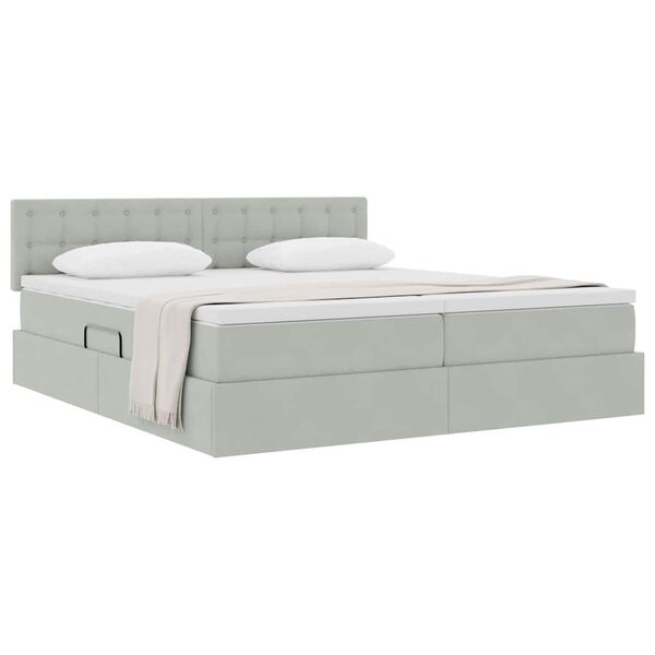 vidaXL Lit de Rangement avec matelas Gris clair 90 x 200 cm