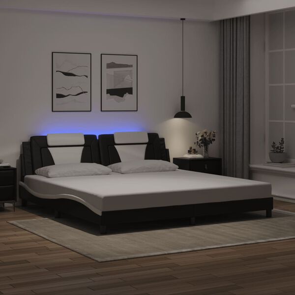 vidaXL Cadre de lit Viana avec LED sans matelas noir et blanc 200x200 cm