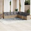 vidaXL Salon de jardin avec coussins 9pcs m&eacute;lange beige r&eacute;sine tress&eacute;e