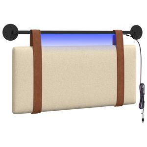 vidaXL T&ecirc;te de lit suspendue Avec lumi&egrave;re LED Cr&egrave;me PU antique