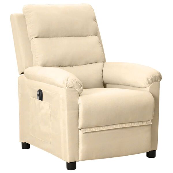 vidaXL Fauteuil inclinable &eacute;lectrique Cr&egrave;me Tissu