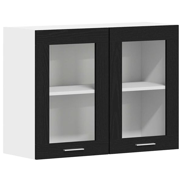 vidaXL Armoire suspendue avec &eacute;tag&egrave;re Lyon Ch&ecirc;ne noir 80 x 31 x 60 cm