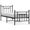 vidaXL Cadre de lit m&eacute;tal sans matelas avec pied de lit noir 75x190 cm