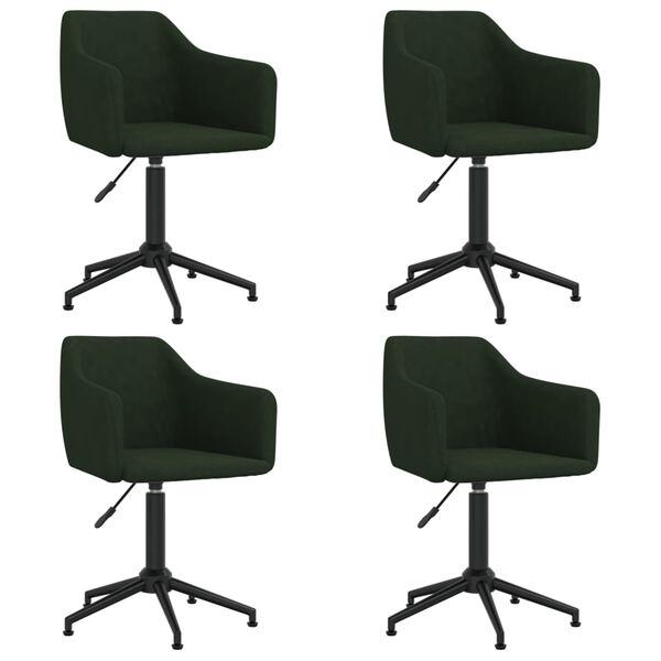 vidaXL Chaises pivotantes &agrave; manger lot de 4 Vert fonc&eacute; Velours