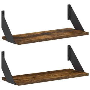 vidaXL &Eacute;tag&egrave;res Murales 2 pc Ch&ecirc;ne fum&eacute; 50 x 20 x 17 cm