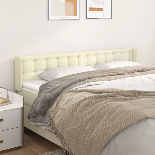 vidaXL T&ecirc;te de lit avec oreilles Cr&egrave;me 163x16x78/88 cm Similicuir