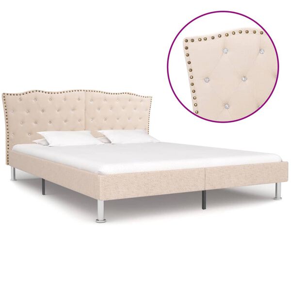 vidaXL Cadre de lit Beige Tissu 160 x 200 cm