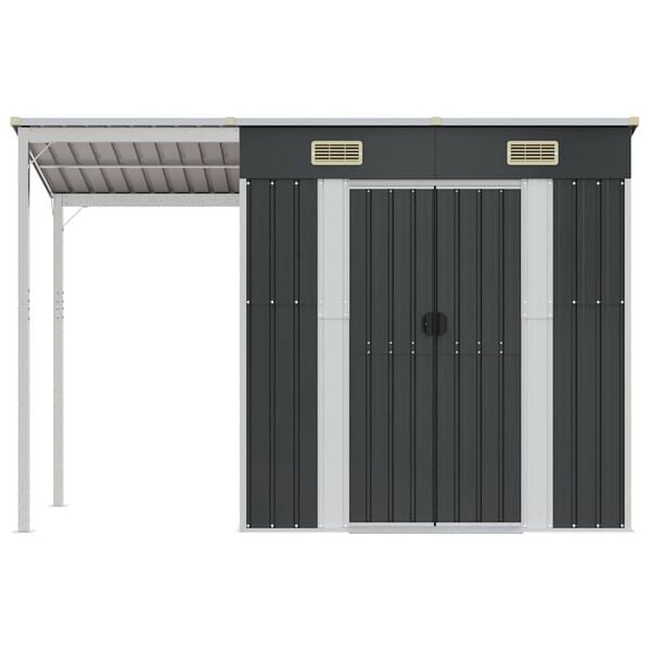 vidaXL Abri de jardin avec toit prolong&eacute; anthracite 277x107x181 cm