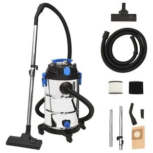 vidaXL Aspirateur sec et humide 1200 W 30 L Argent&eacute;
