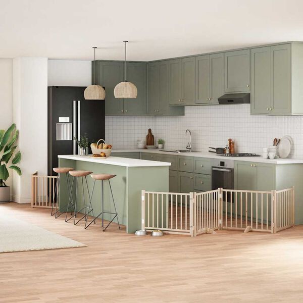 vidaXL Barri&egrave;re pour chien porte pliable 10 panneaux bois de peuplier